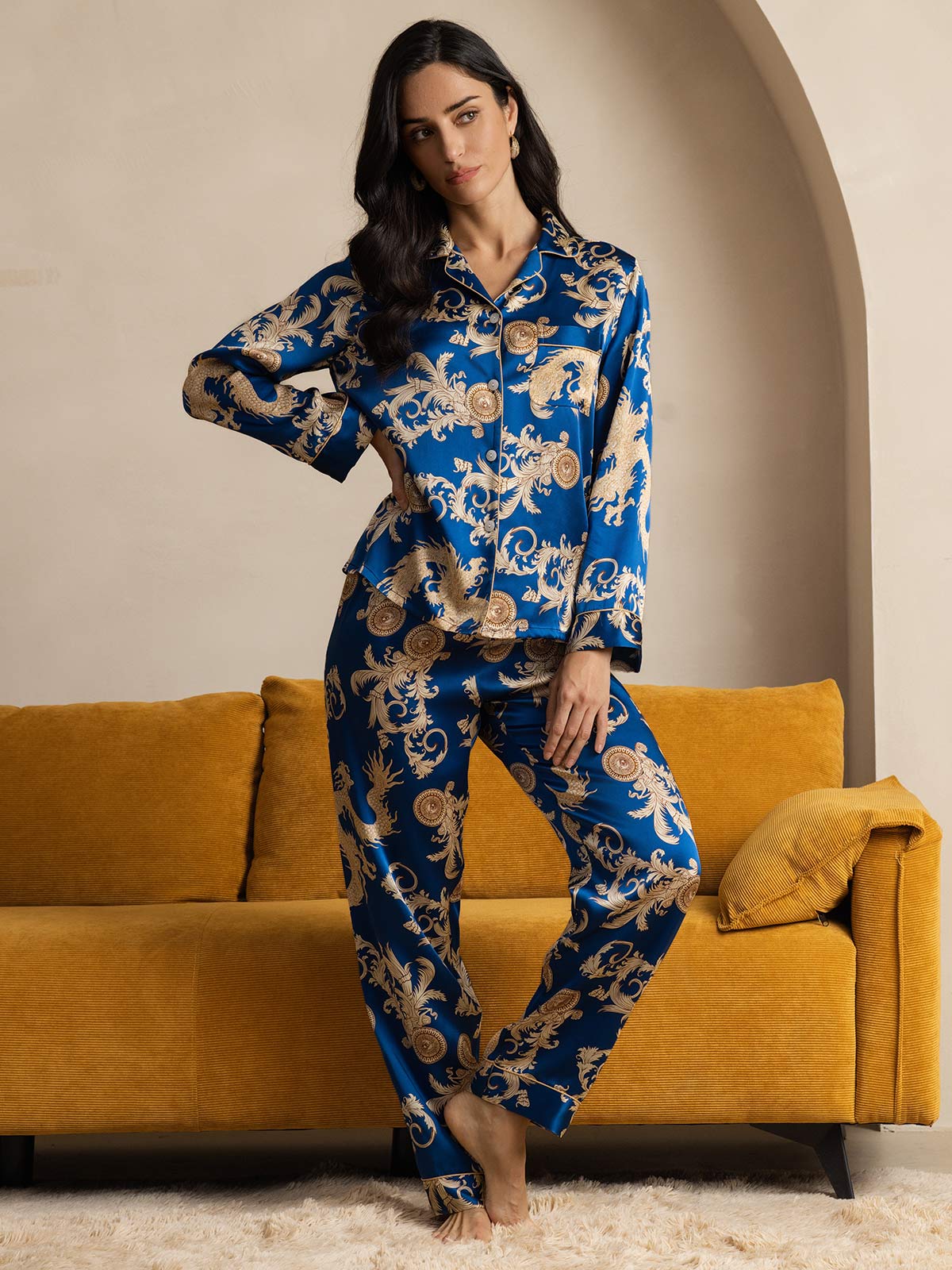 [Navy Draak] SilkSilky-NL Womens Pajamas 006