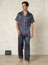 [MarineGinkgo] SilkSilky-NL Zijde Kraag Heren Pyjama Set 005