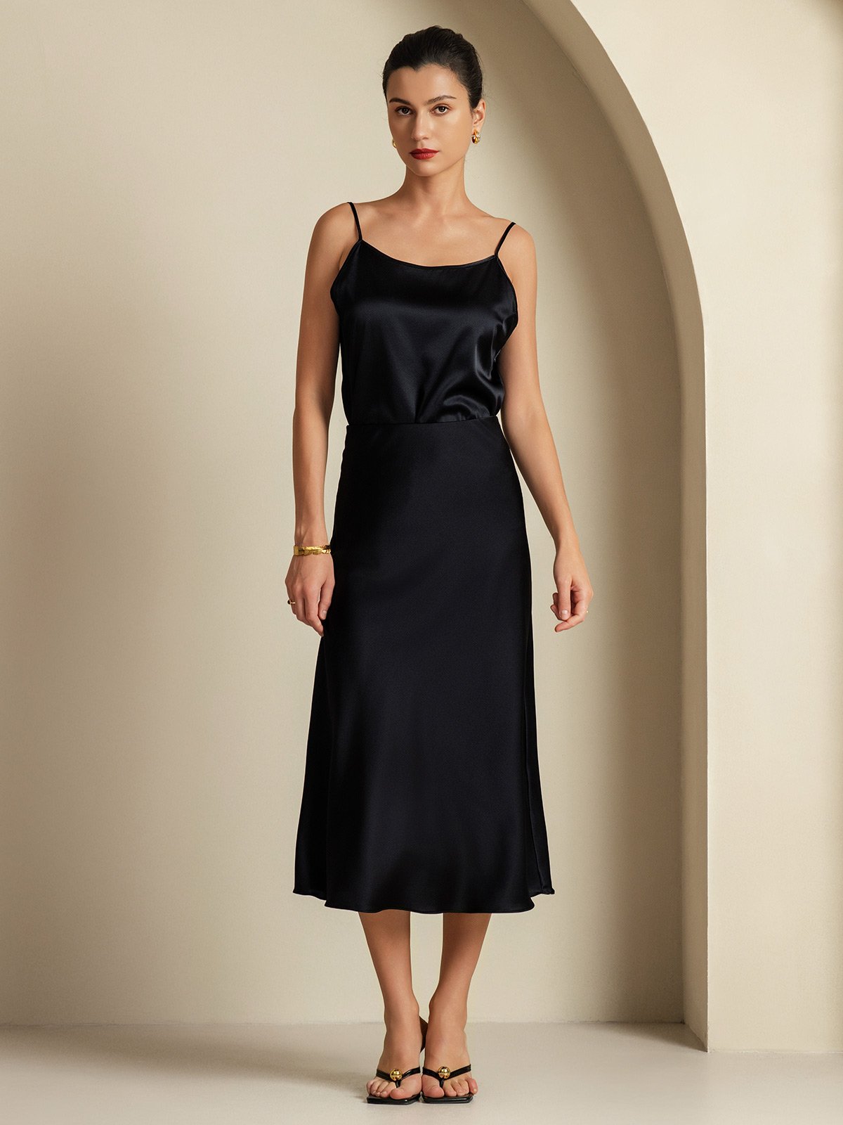 [Zwart] SilkSilky-NL 19Momme Zijde Womens Outfit Sets 003,