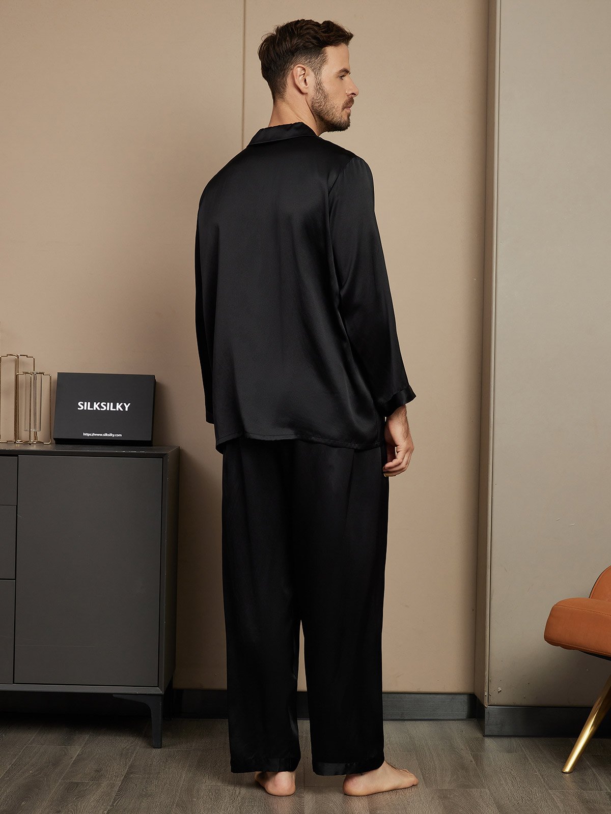 [Zwart] SilkSilky-NL Mens Pajamas 002