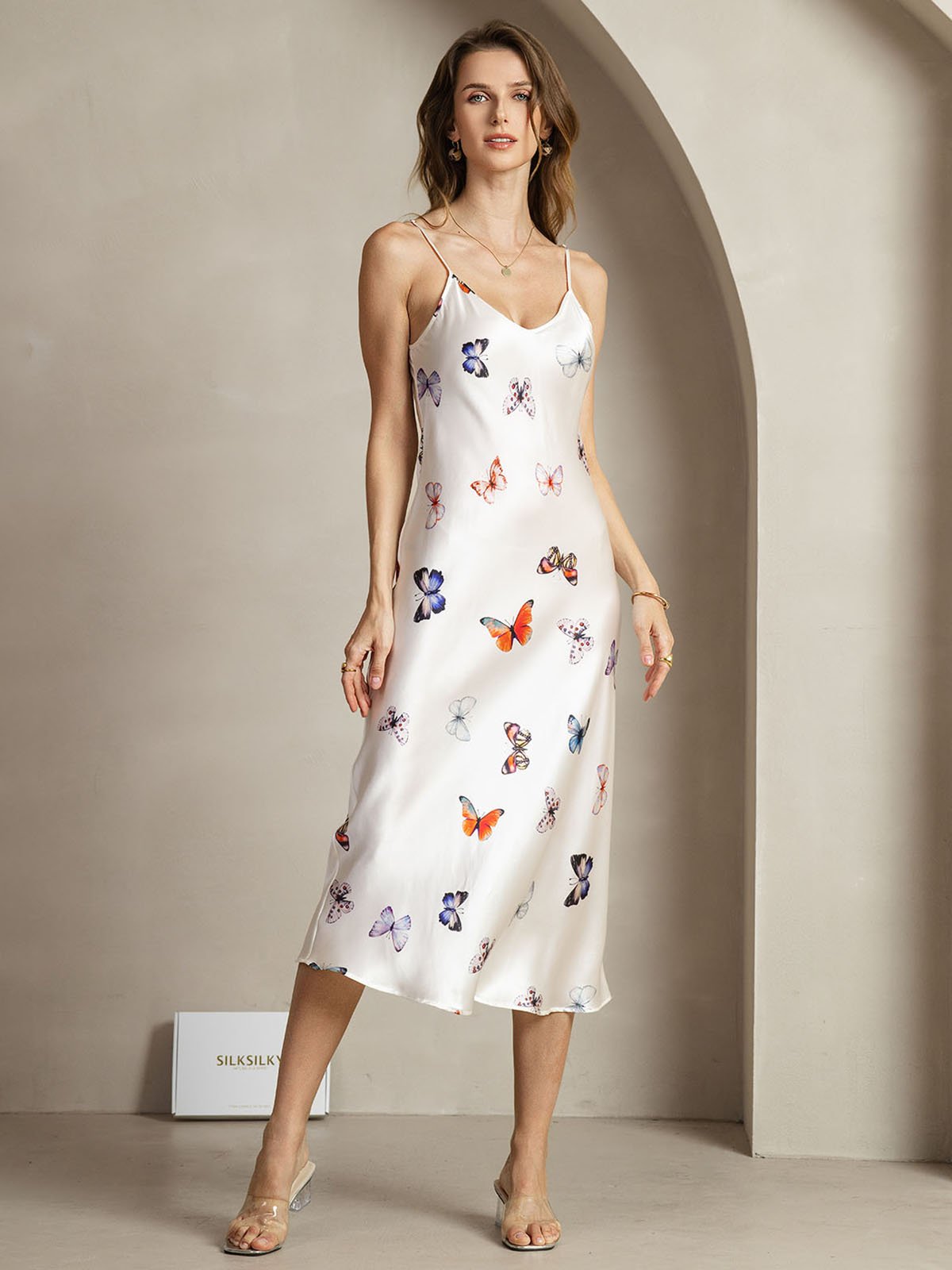 [WitteVlinder] SilkSilky-NL 19Momme Zijde Dress 001
