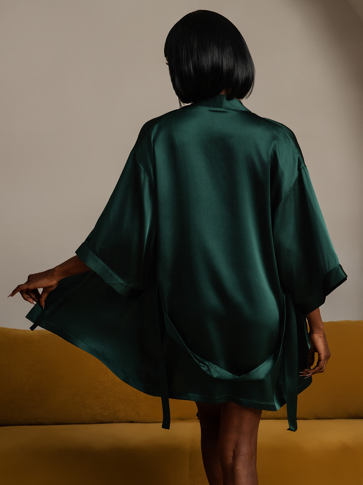 [Donkergroen] SilkSilky-NL Womens Robe 002