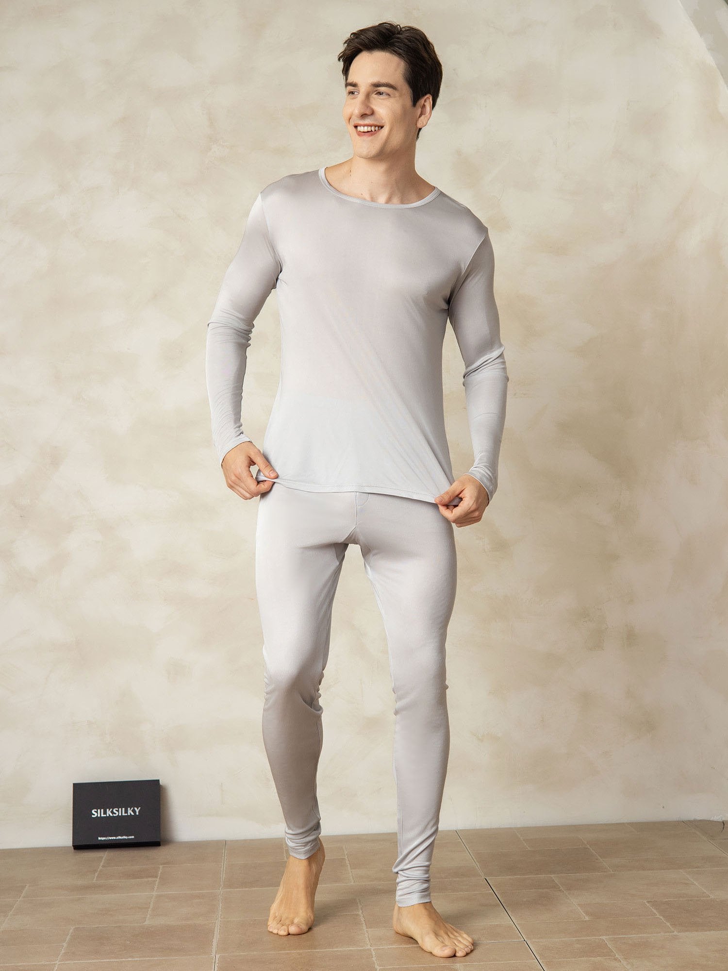 [Zilver] SilkSilky-NL Zijde Mens Pajamas 003