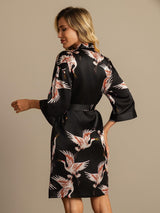 [Zwart] SilkSilky-NL 19Momme 3/4 Mouw Dames Kamerjas 002