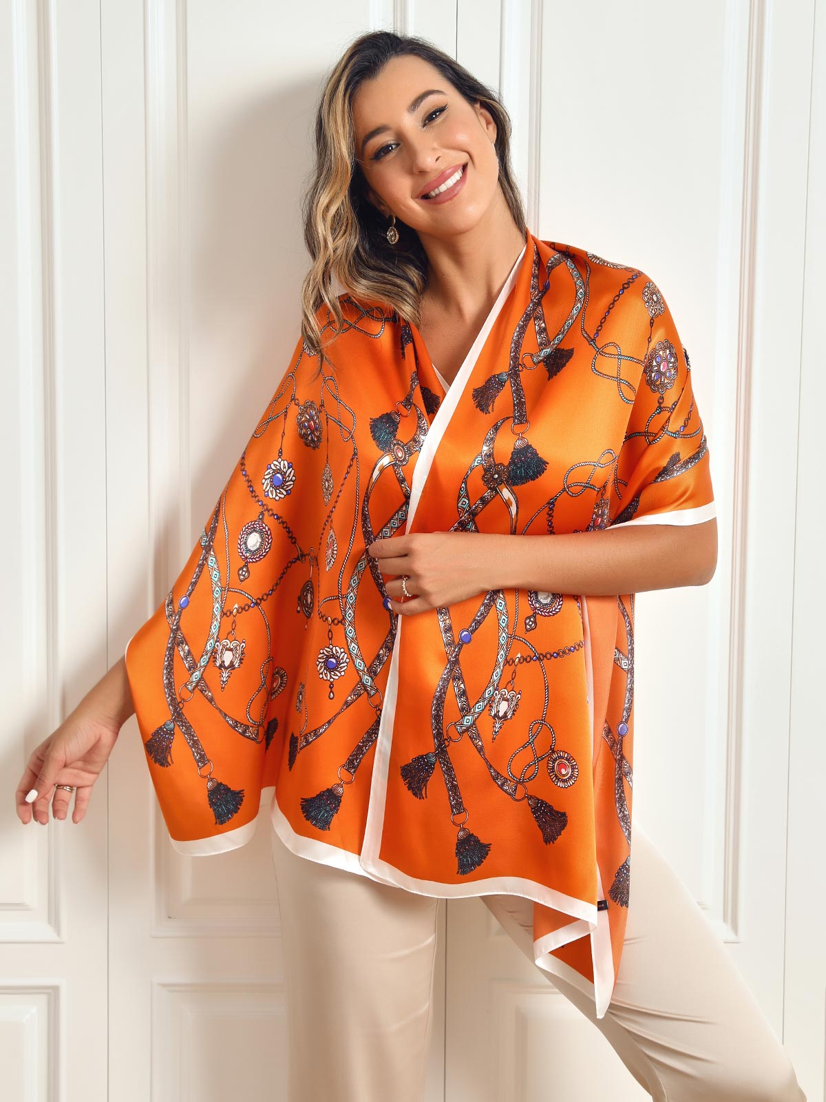 SilkSilky NL Pure Silk Scarf Oranje 002