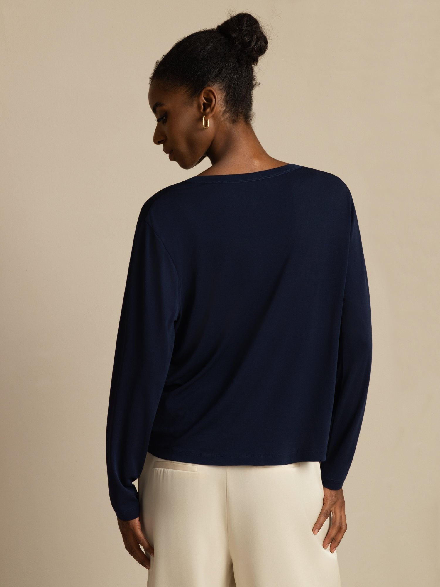 [Donkerblauw] SilkSilky-NL Long Sleeve Dames Cardigan 002
