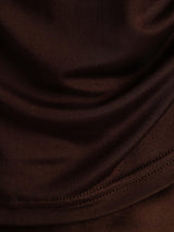 [Koffie] SilkSilky-NL 100% Silk Jersey Short Sleeve Mock Neck Dames T-Shirt 005