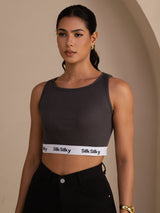 [Grijs] SilkSilky-NL Sleeveless Crew Neck Cami-Top 001