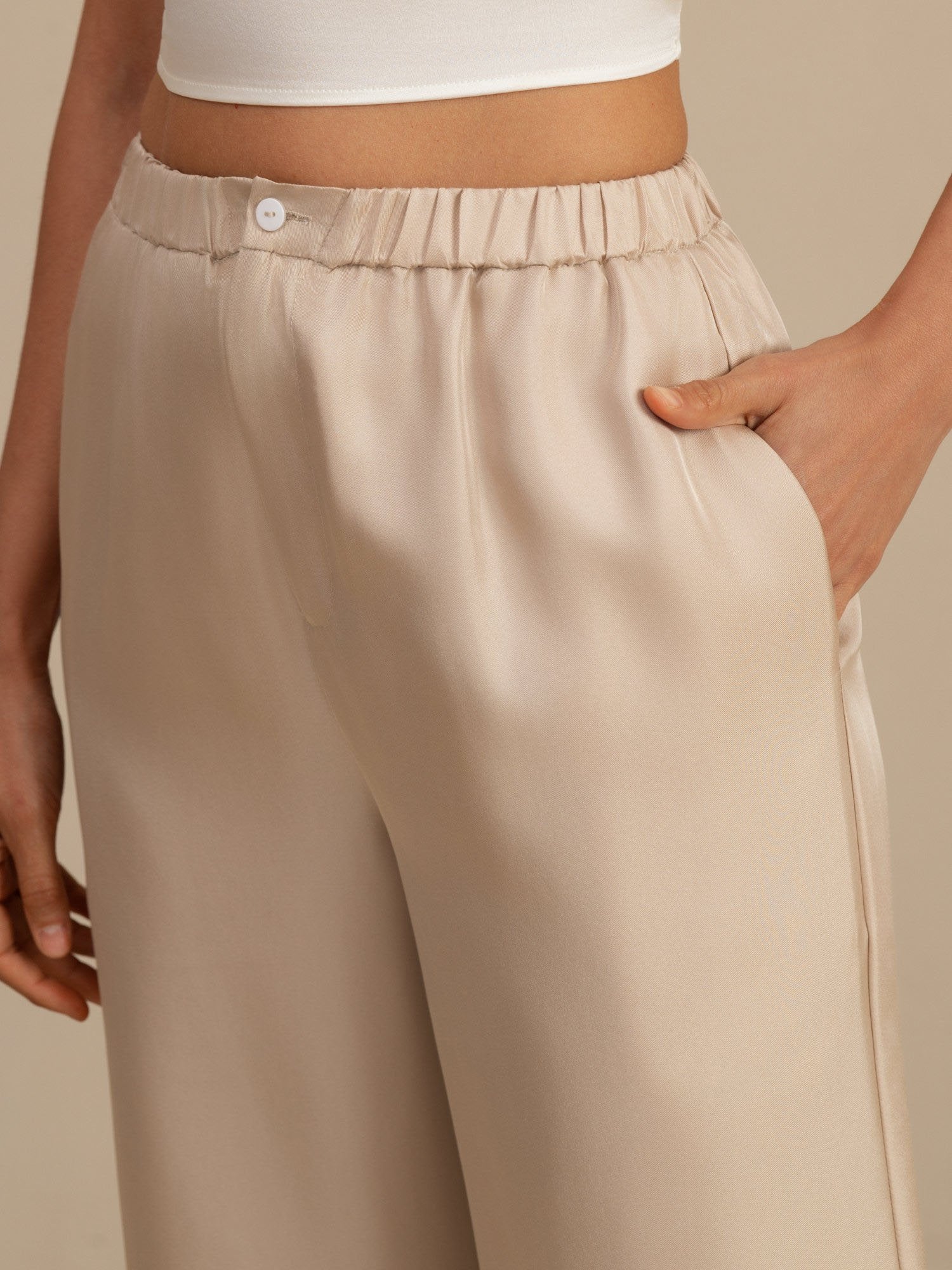 [Tan] SilkSilky-NL 18Momme Womens Pants 004