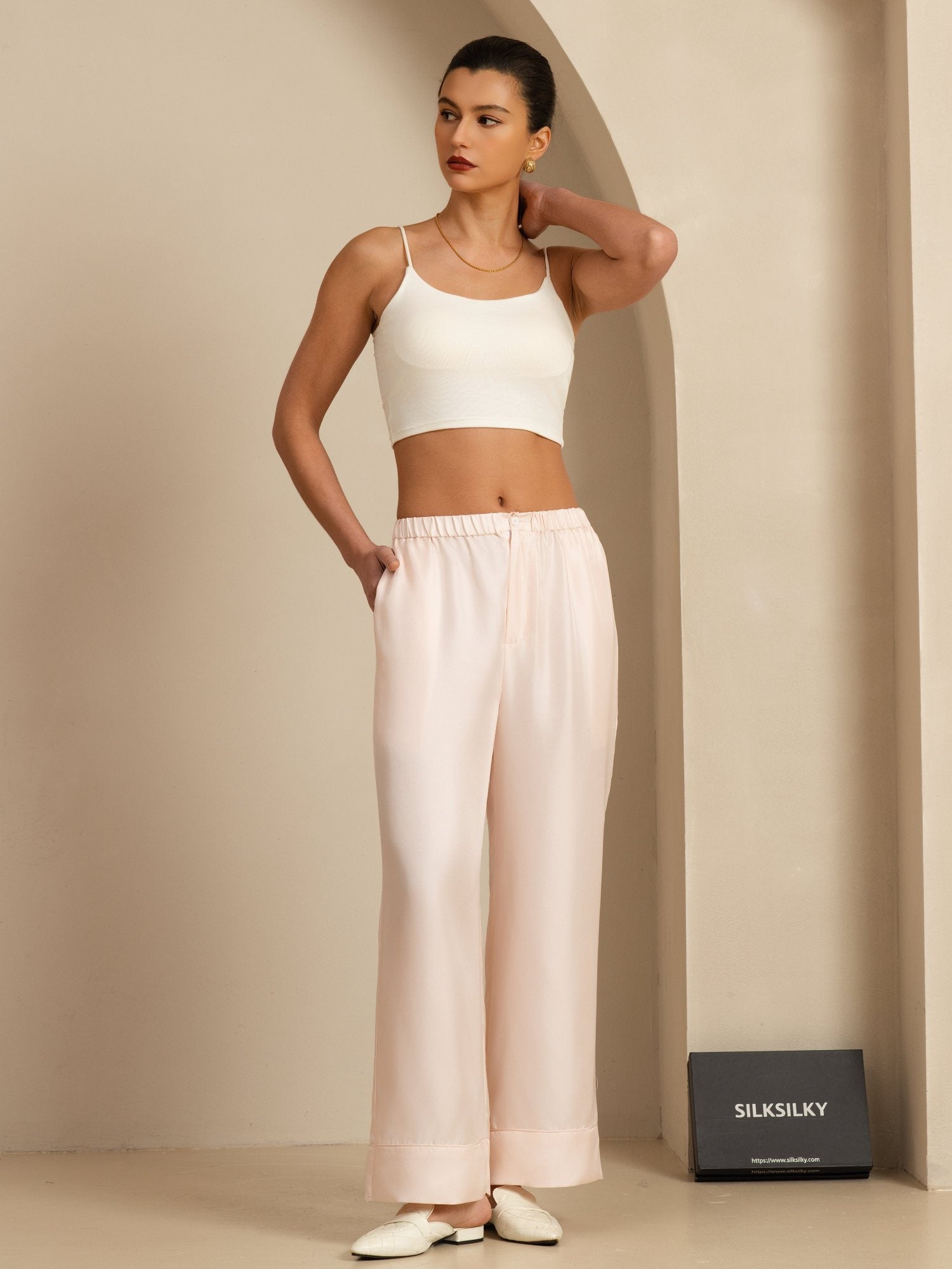 [Roze] SilkSilky-NL 18Momme Womens Pants 001
