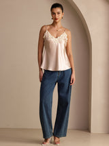 [Roze] SilkSilky-NL Spaghetti Strap V Neck Cami-Top 006