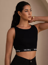 [Zwart] SilkSilky-NL Sleeveless Crew Neck Cami-Top 004