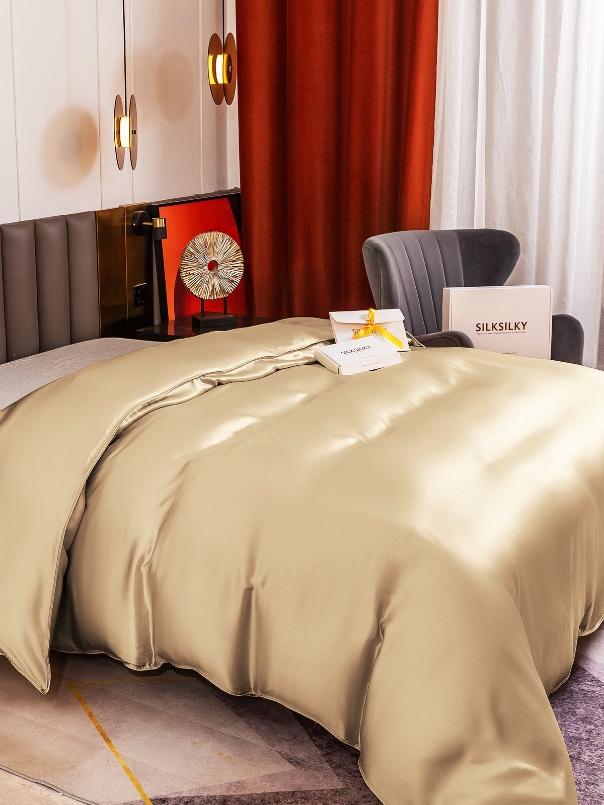 SilkSilky NL 19Momme Pure Silk Duvet Cover Beige 004