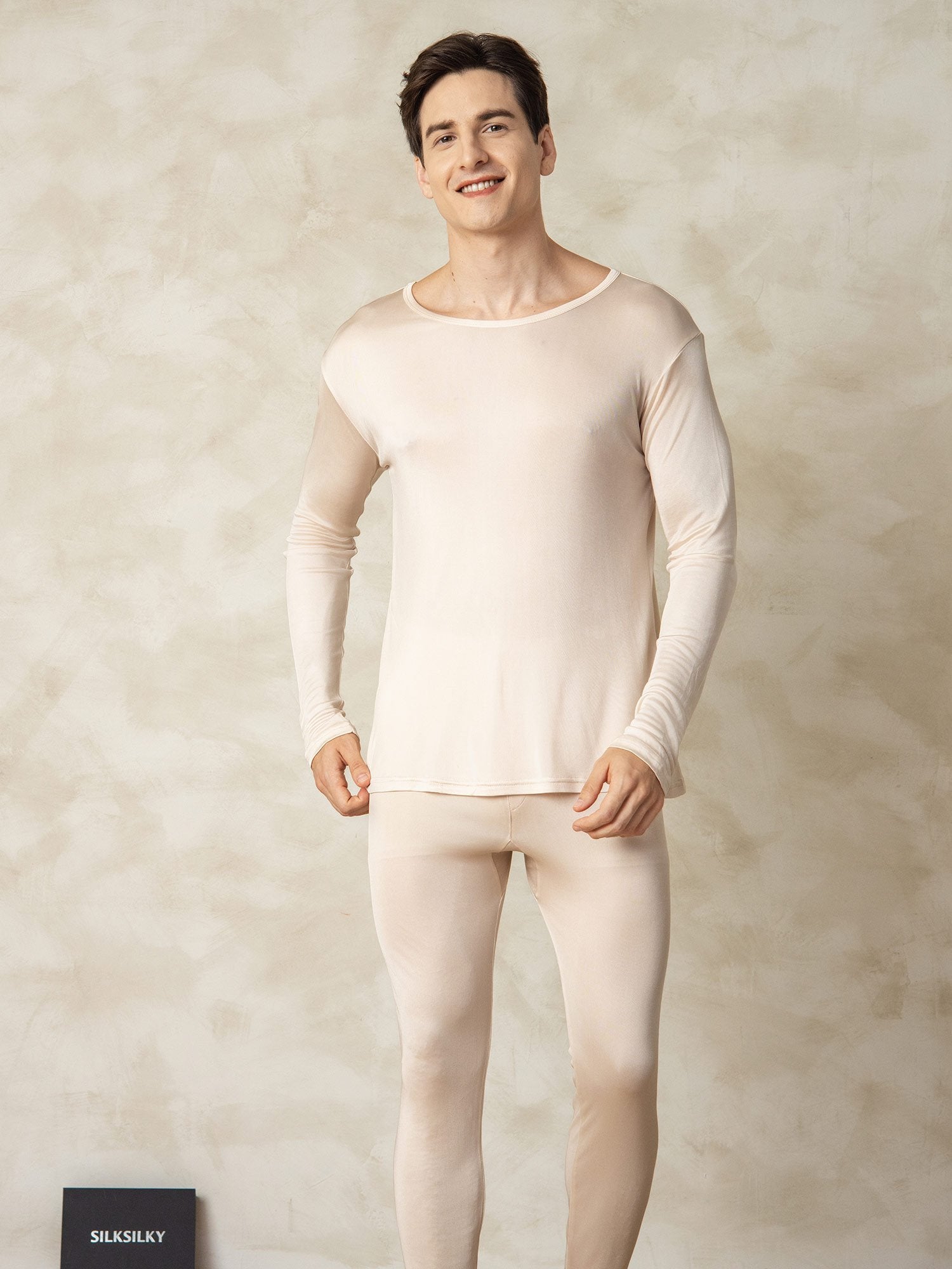 [Tan] SilkSilky-NL Zijde Mens Pajamas 004