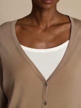 [Tan] SilkSilky-NL Long Sleeve Dames Cardigan 005