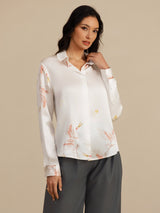 [Wit] SilkSilky-NL Long Sleeve Lapel Collar Dames Blouse 003