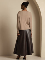 [Tan] SilkSilky-NL Long Sleeve Dames Cardigan 007
