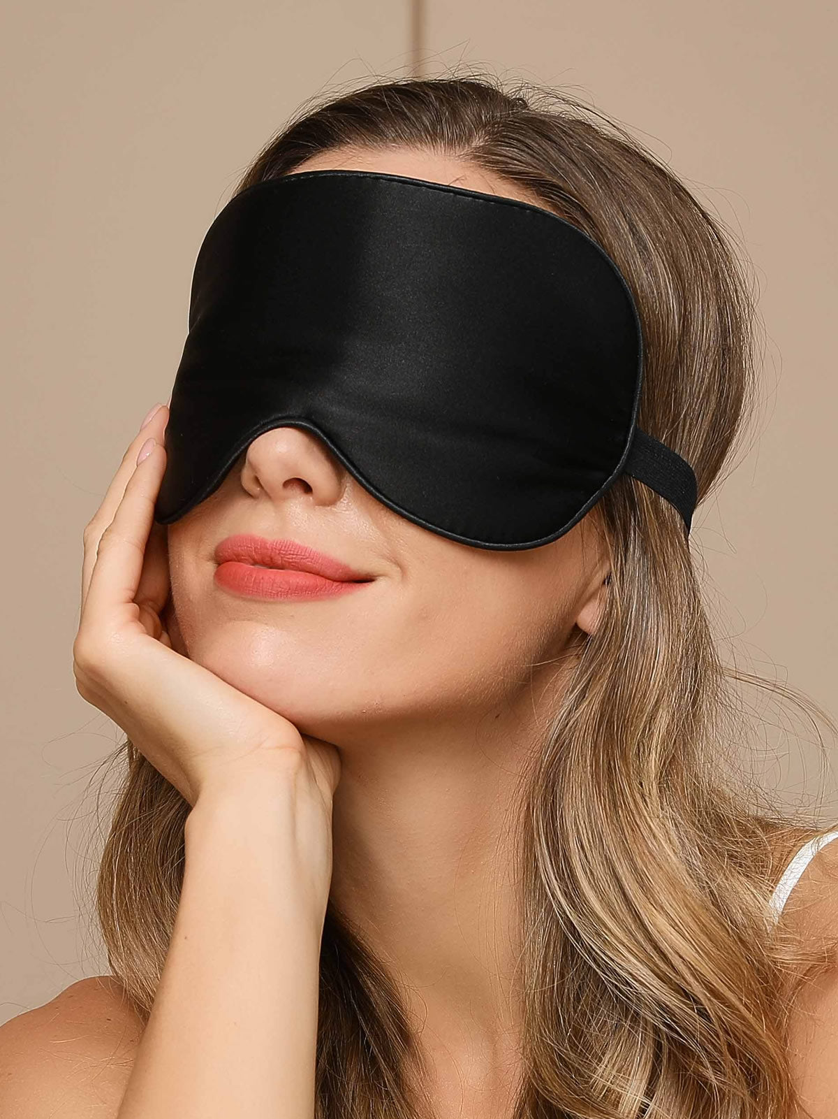 Zijde-effen-kleur-elastische-band-slaap-oogmasker-Zwart-3