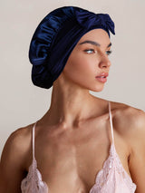 [Donkerblauw] SilkSilky-NL Slaapmutsen 001