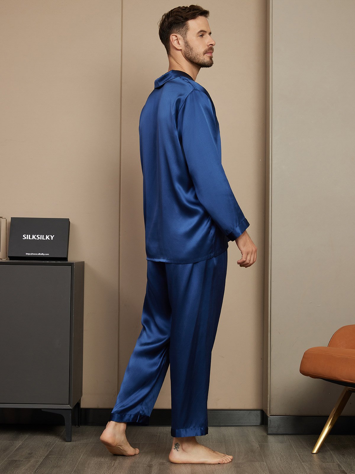 [Donkerblauw] SilkSilky-NL Mens Pajamas 002