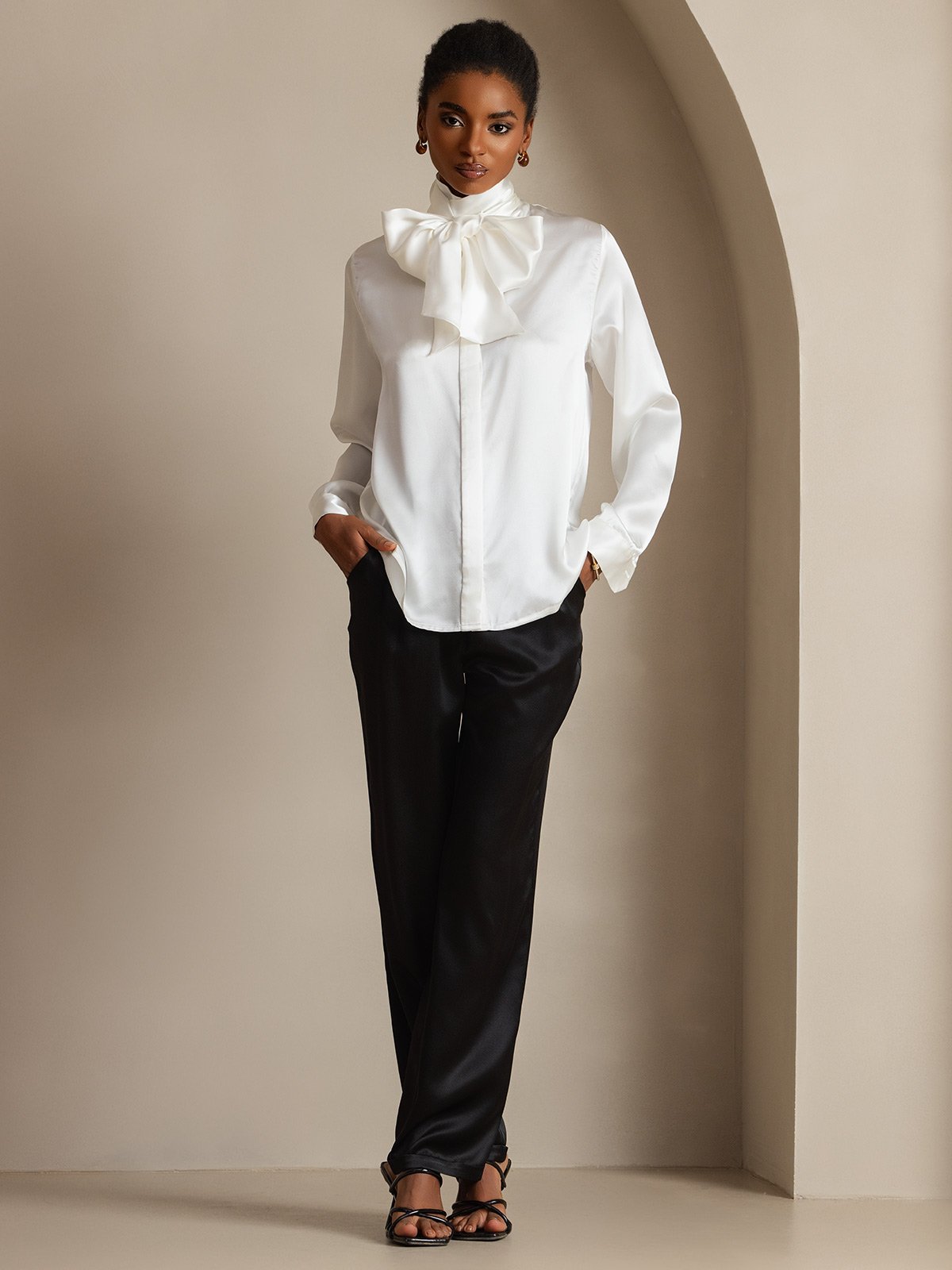 [Wit] SilkSilky-NL 19Momme Zijde Womens Shirt 007