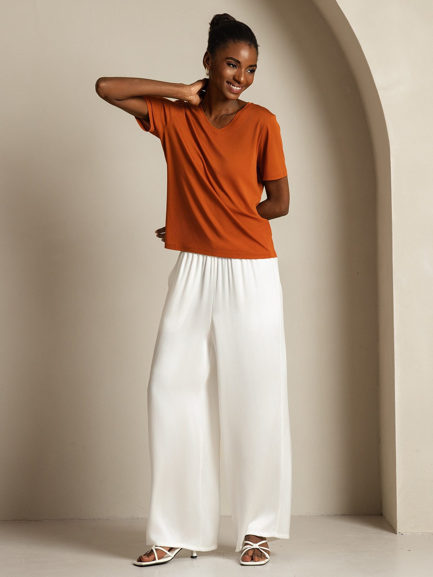 [Oranje] SilkSilky-NL Zijde Womens T-Shirt 009