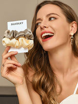 [Beige+Champagne] SilkSilky-NL 19Momme Scrunchie 005