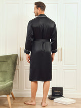 [Zwart] SilkSilky-NL 19Momme Lange Mouw Mens Robe 002
