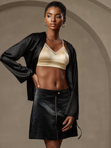 [Zwart] SilkSilky-NL 19Momme Lange Mouw Dames Bovenkleding 003