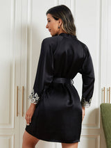 [Zwart] SilkSilky-NL 3/4 Sleeve Dames Kamerjas 002