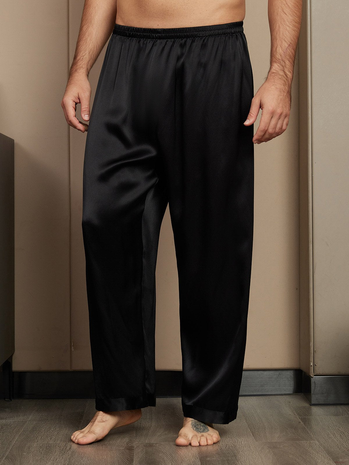 [Zwart] SilkSilky-NL Mens Sleep Bottoms 001