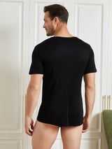 [Zwart] SilkSilky-NL Korte Mouw Crew Hals Heren T-Shirt 002