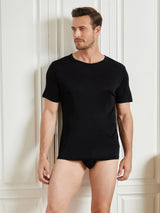 [Zwart] SilkSilky-NL Korte Mouw Crew Hals Heren T-Shirt 005