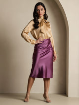 [Champagne] SilkSilky-NL Long Sleeve Tie Neck Blouse 008