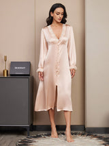 [Champagne] SilkSilky-NL Lange Mouw Nightgown 003