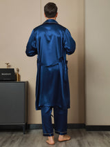 [Donkerblauw] SilkSilky-NL 19Momme Lange Mouw Mens Robe 002