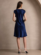 [Donkerblauw] SilkSilky-NL Mouwloos Jurk 002