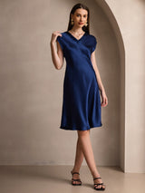 [Donkerblauw] SilkSilky-NL Mouwloos Jurk 003