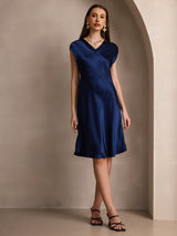 [Donkerblauw] SilkSilky-NL Mouwloos Jurk 004