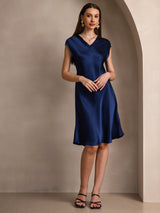 [Donkerblauw] SilkSilky-NL Mouwloos Jurk 005