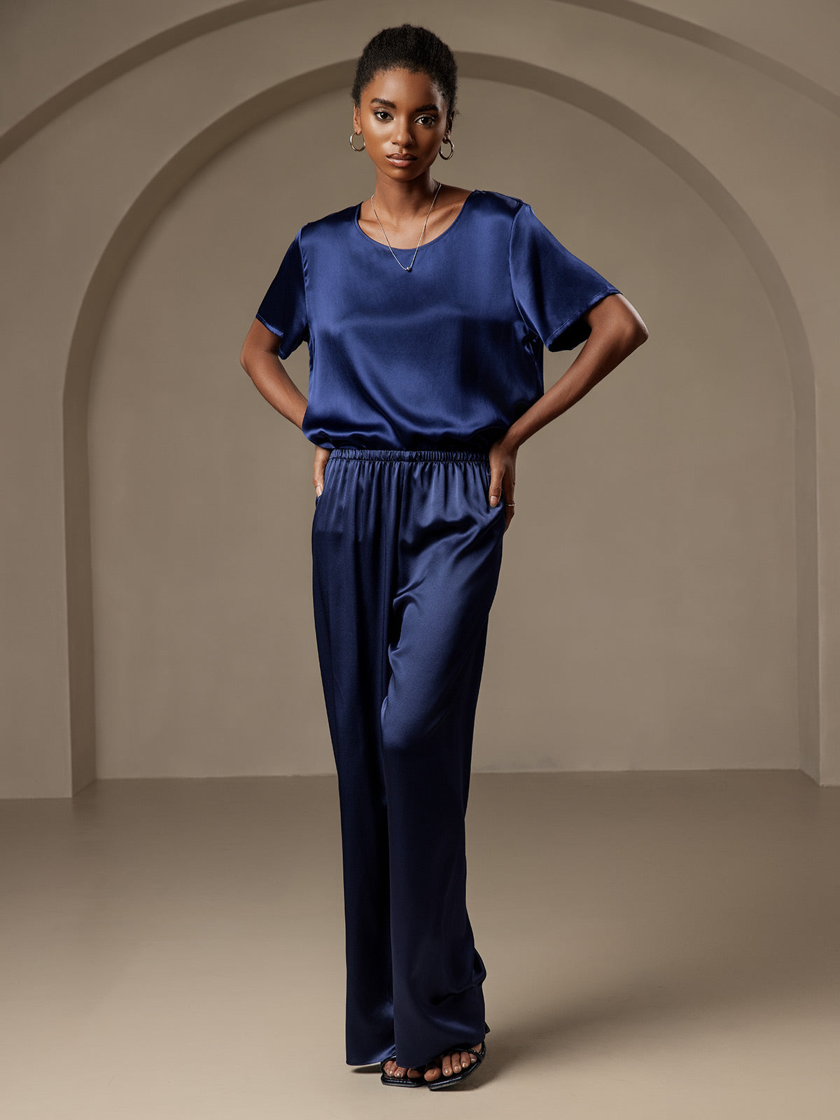 [Donkerblauw] SilkSilky-NL Womens Pants 001