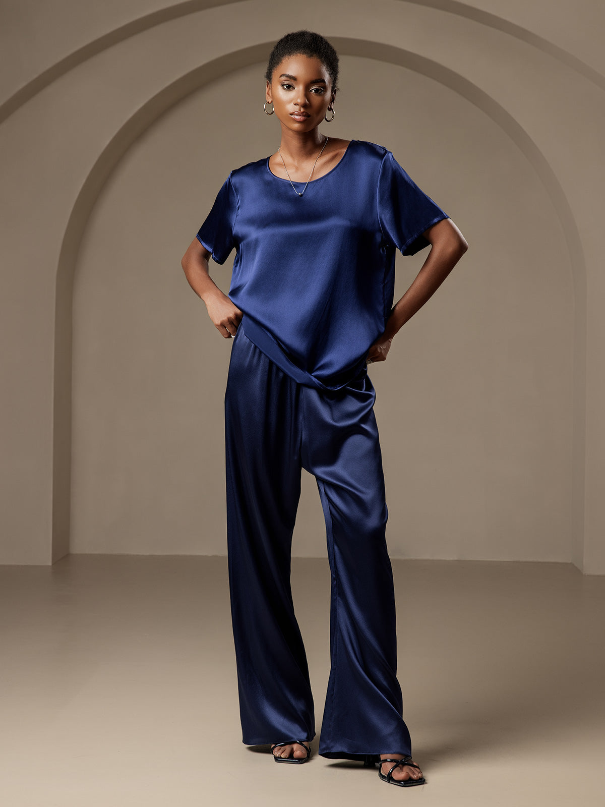 [Donkerblauw] SilkSilky-NL Womens Pants 003