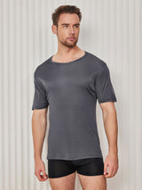 [Donkergrijs] SilkSilky-NL Korte Mouw Crew Hals Heren T-Shirt 004