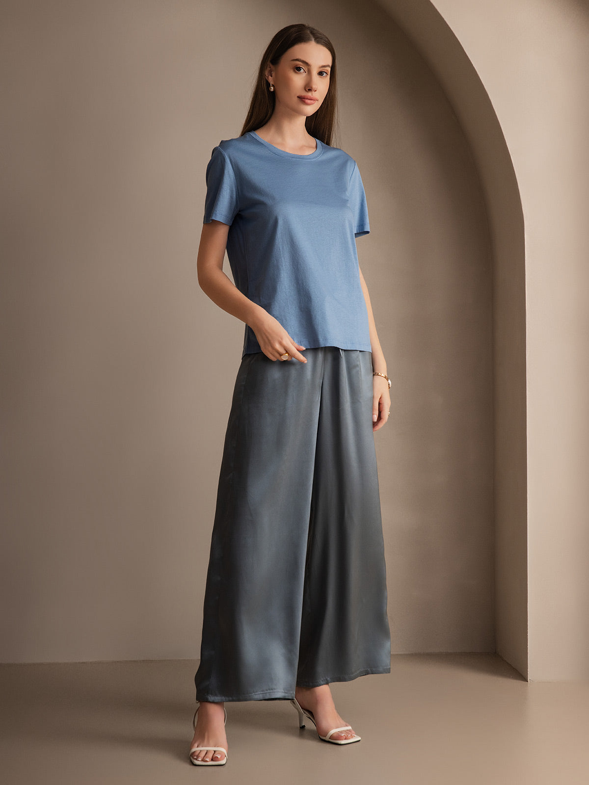 [Grijsachtig Blauw] SilkSilky-NL Womens Pants 003