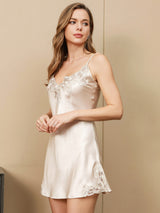 [Ivoor] SilkSilky-NL 3/4 Sleeve V Neck Nachthemd&Kamerjas Set 006
