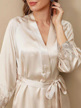 [Ivoor] SilkSilky-NL 3/4 Sleeve V Neck Nachthemd&Kamerjas Set 009