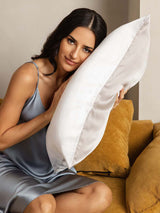 [Lichtgrijs+Wit] SilkSilky-NL 22Momme Pure Silk Pillowcase 002
