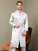[Lichtgrijs] SilkSilky-NL 19Momme Lange Mouw Mens Robe 001