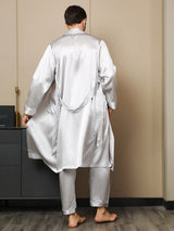[Lichtgrijs] SilkSilky-NL 19Momme Lange Mouw Mens Robe 003