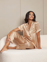 [Multi] SilkSilky-NL Korte Mouw Dames Pyjama Set 001